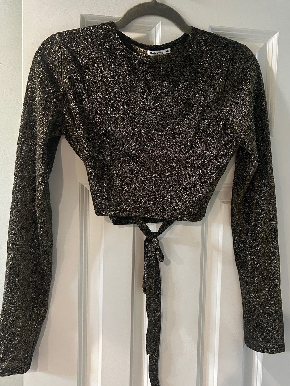 Reformation Glitter Tie Back Top